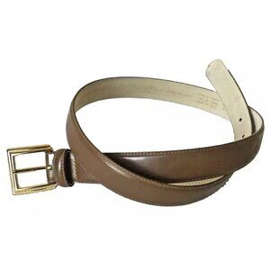 Liz Claiborne Belt Women Medium Brown Bonded Leather Gold Tone Hardware, Large